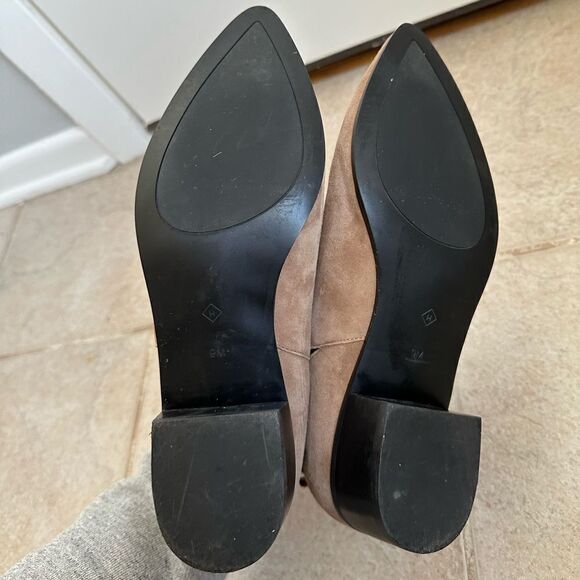 Halogen Skylar Pointy Toe Suede Booties Tan Black Slip On Size 9M  leather - Picture 6 of 8